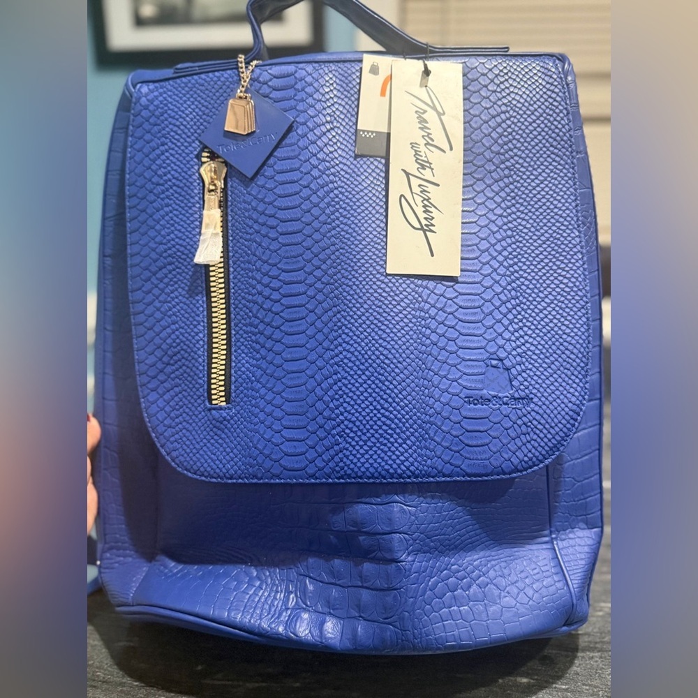 Embossed Blue Backpack by - Picture 6 of 12